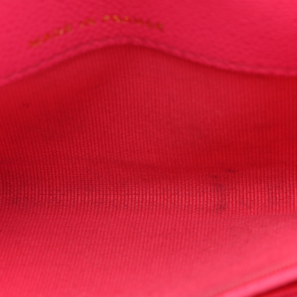 Caviar Quilted Flap  Holder Wallet Fuchsia