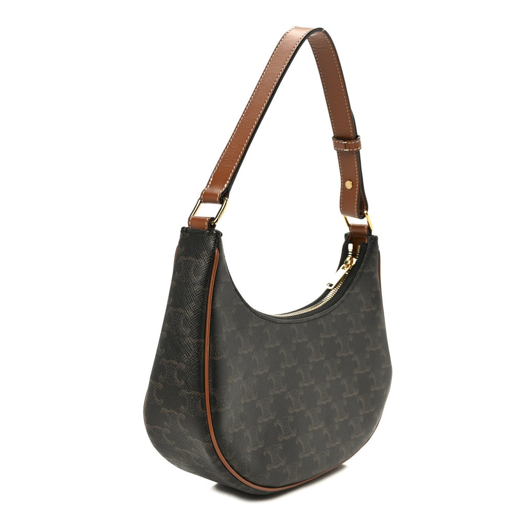 Triomphe Canvas Calfskin Ava Shoulder Bag Tan