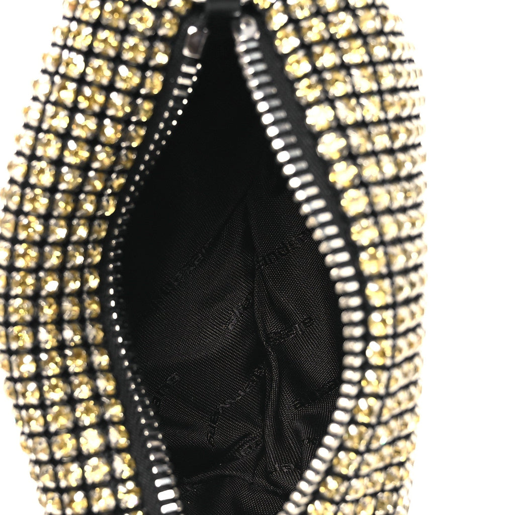 Mesh Crystal Rhinestone Medium Heiress Pouch Porcelain