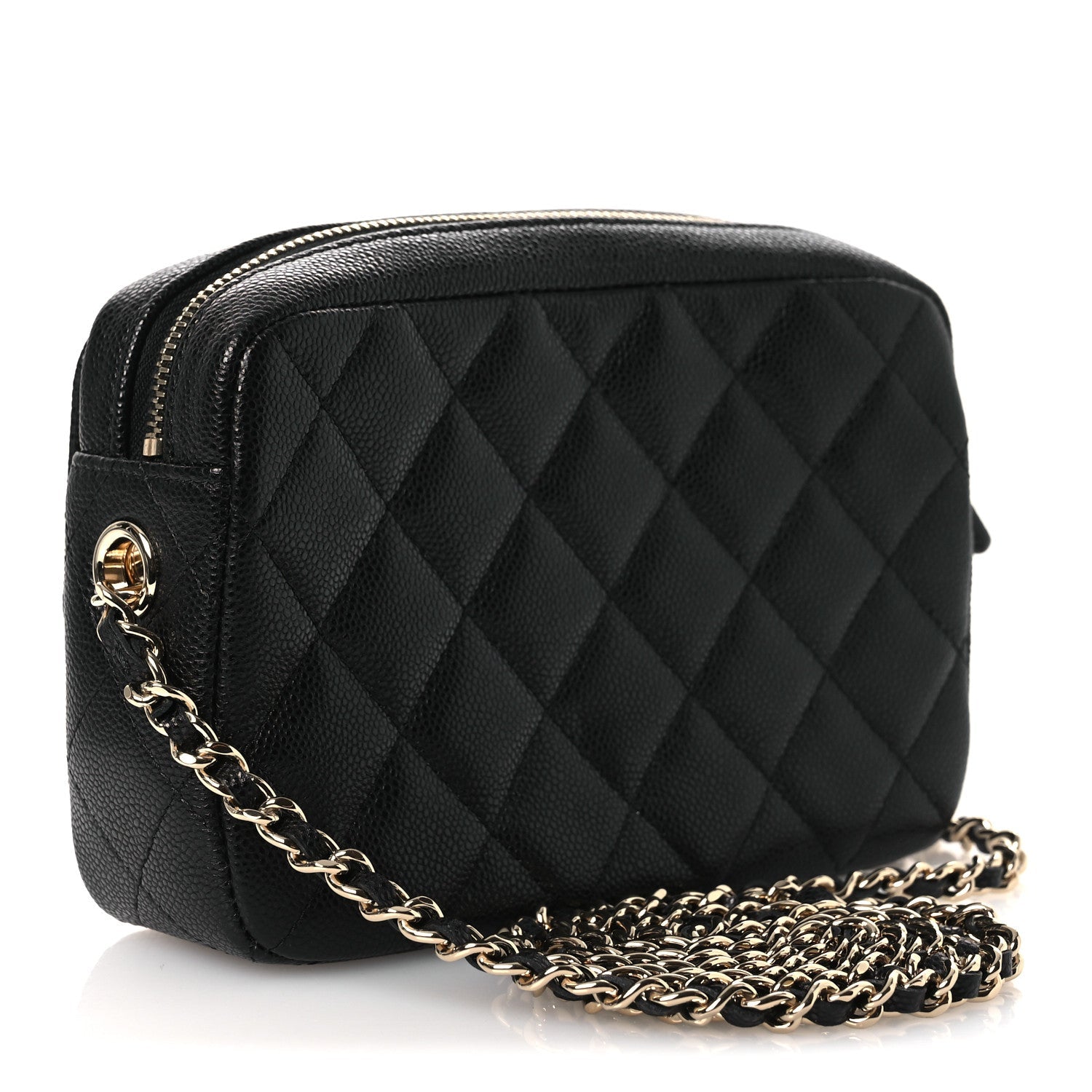 Caviar Quilted Chain Camera Bag Black