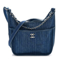 Denim Quilted Jungle Stroll Hobo Bag Blue