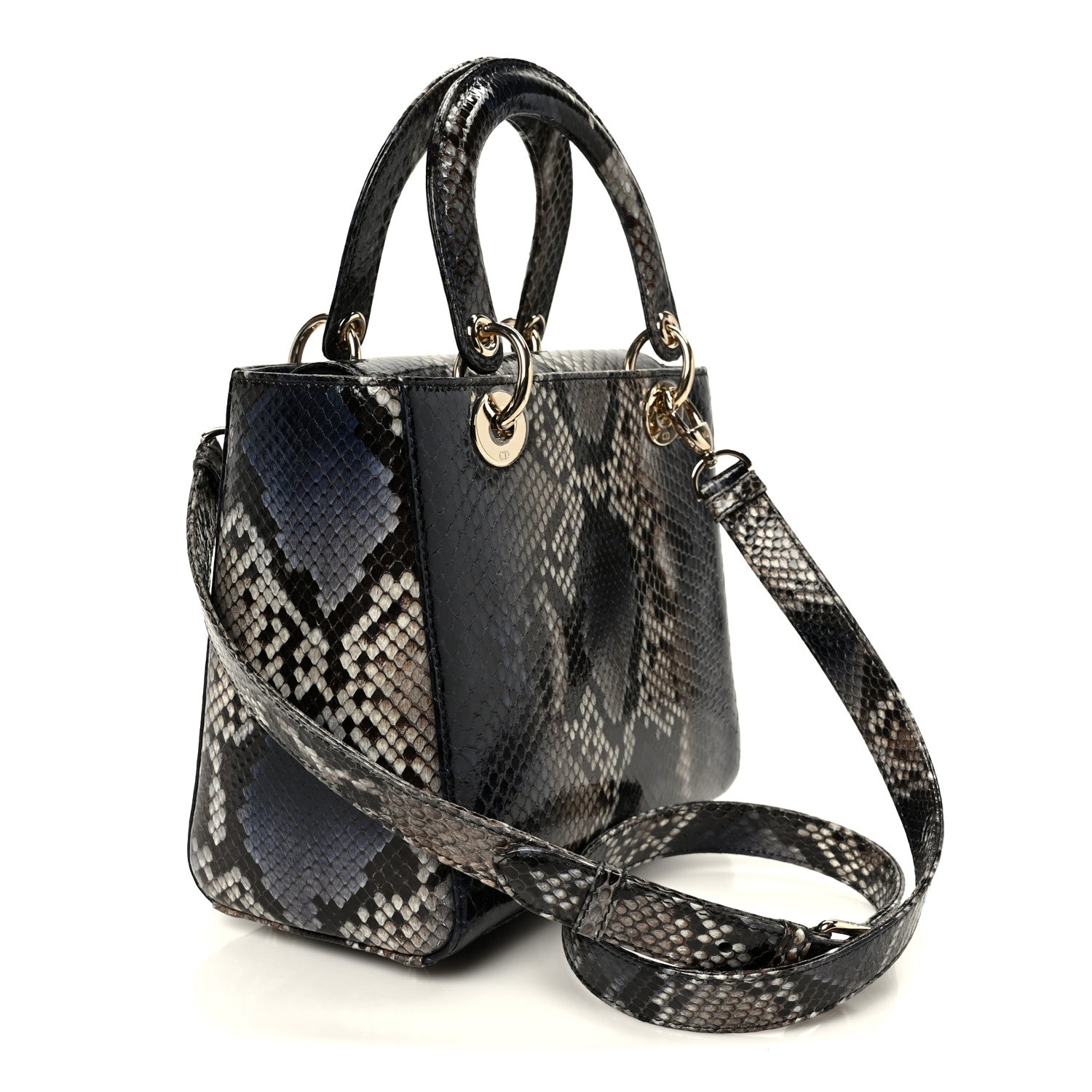 Snakeskin Small Lady Dior Bleu Multicolor