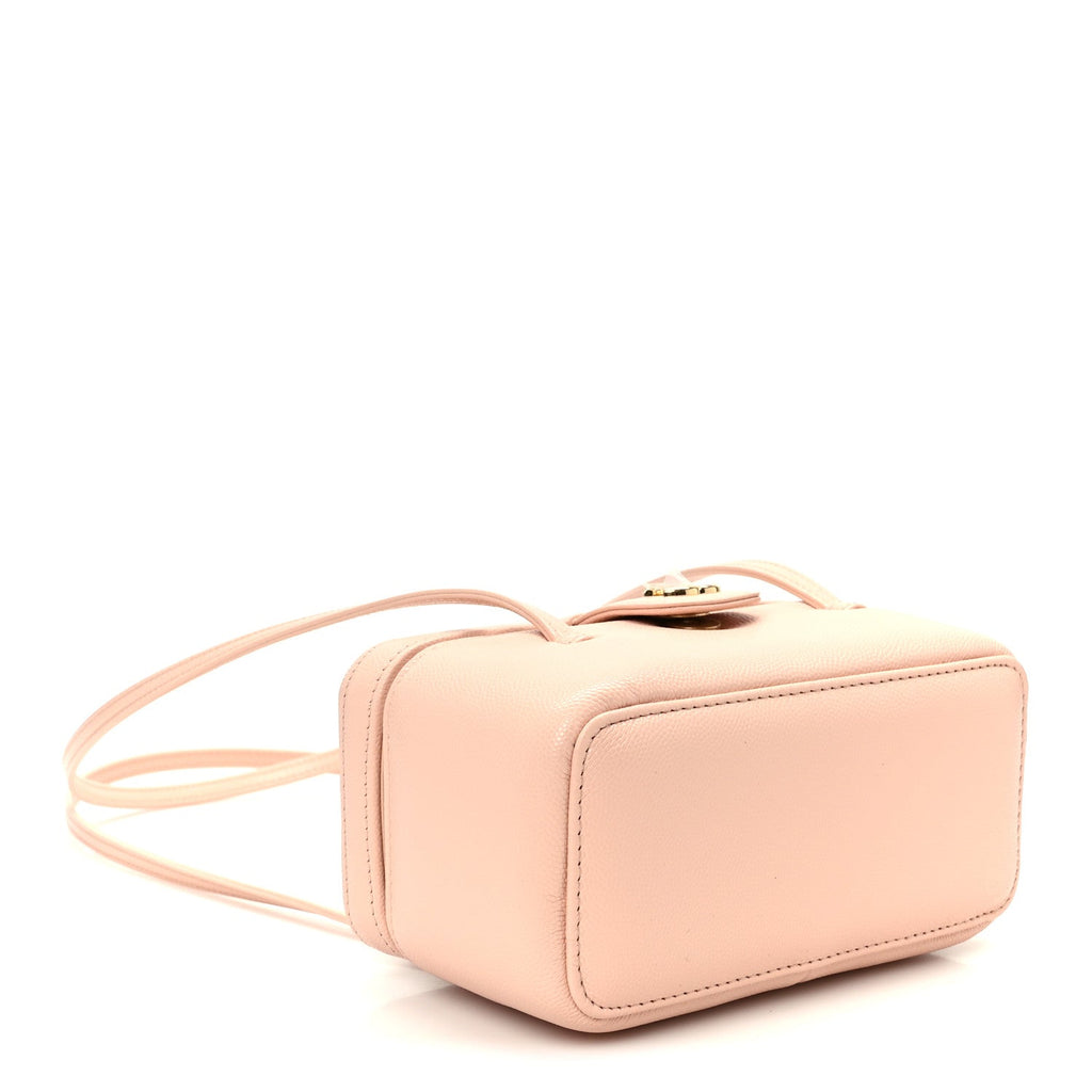 Shiny Caviar Preppy Coco Long Vanity With Strap Light Pink