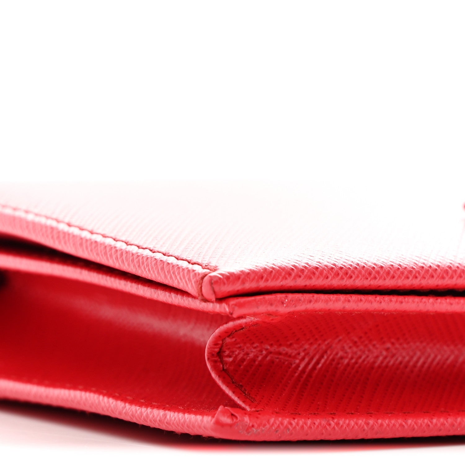 Printed Calfskin Vara Bow Chain Wallet Red