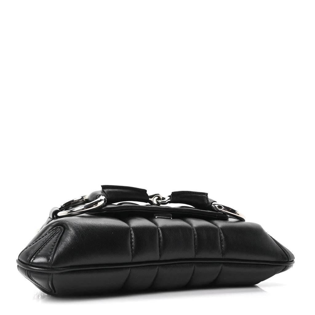 Nappa Vertical Matelasse Small Maxi Horsebit Chain Shoulder Bag Black