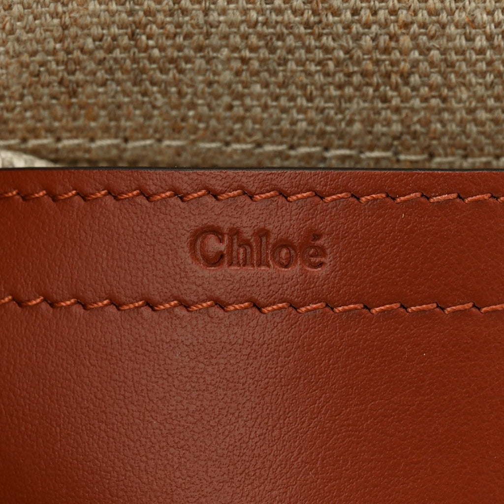 Linen Calfskin Small Marcie Saddle Bag Sepia Brown