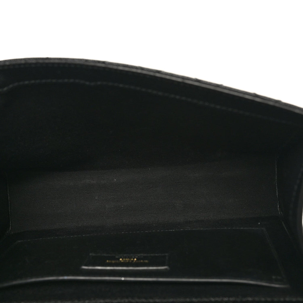 Grain De Poudre Textured Mixed Matelasse Triquilt Medium Monogram Satchel Black