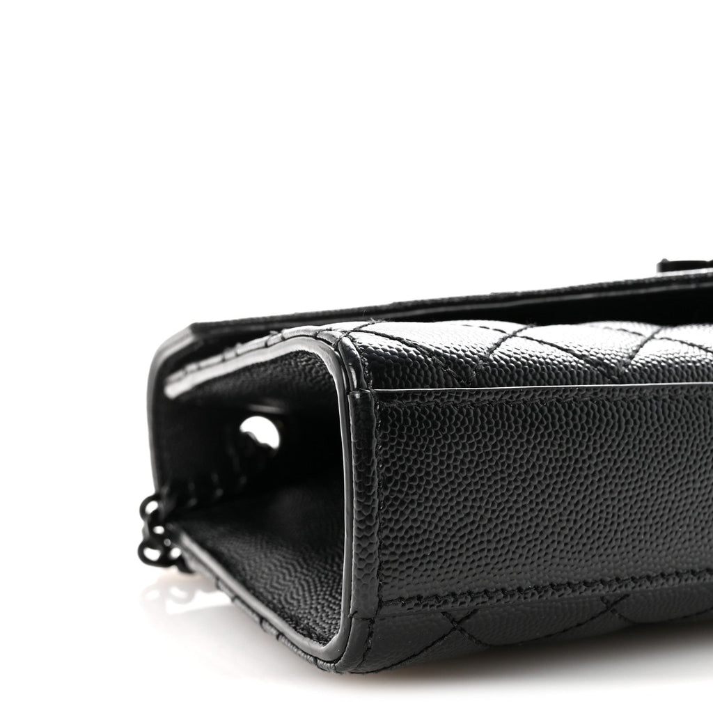 Grain De Poudre Textured Mixed Matelasse Triquilt Small Monogram Monochrome Satchel Black