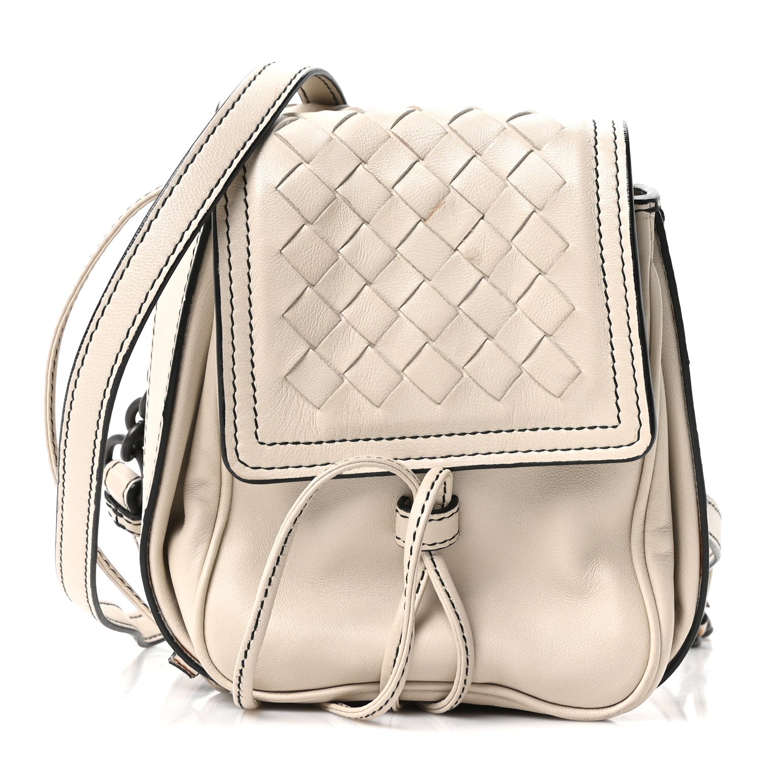 Nappa Intrecciato Double Pocket Crossbody Mist Black
