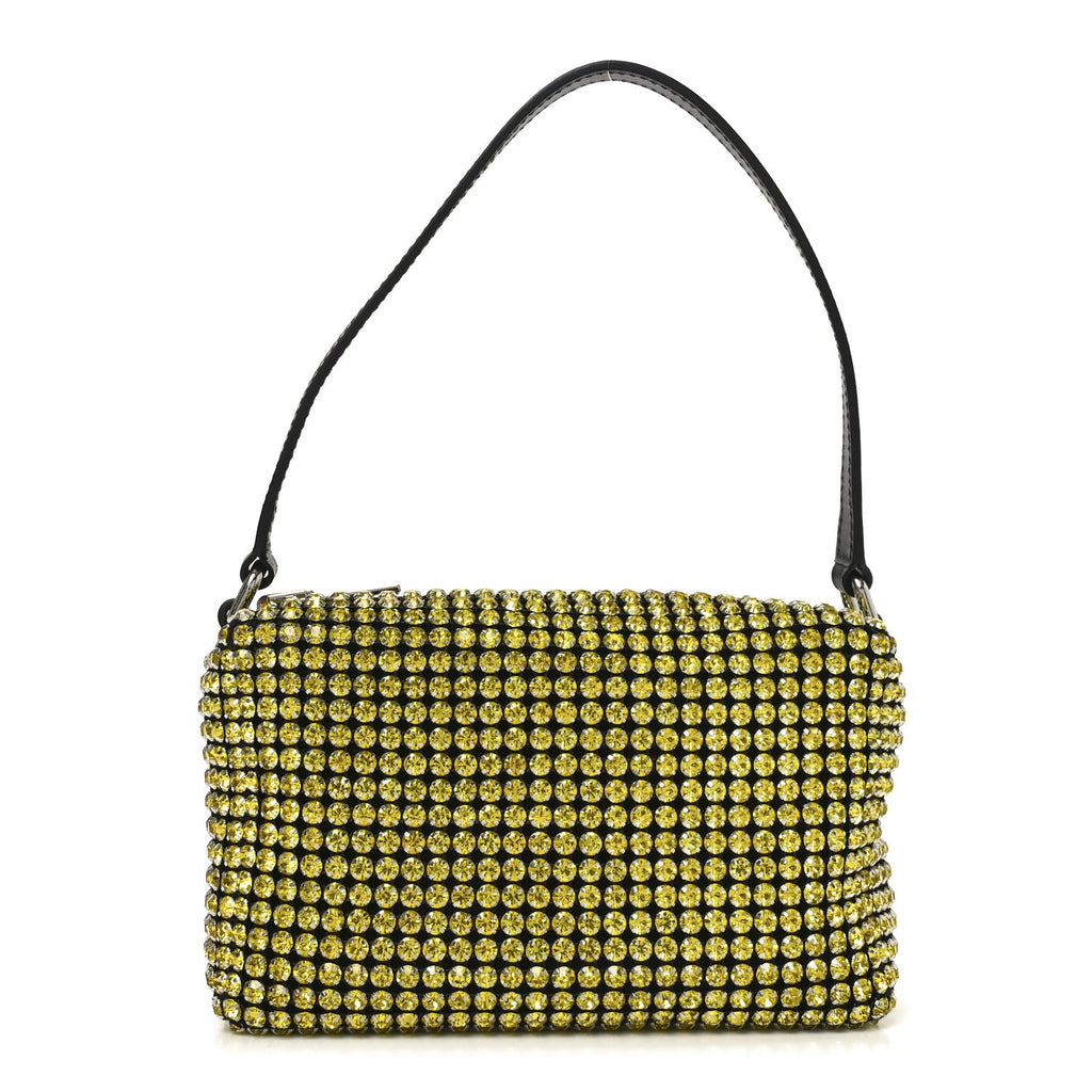 Mesh Crystal Rhinestone Mini Heiress Pouch Porcelain