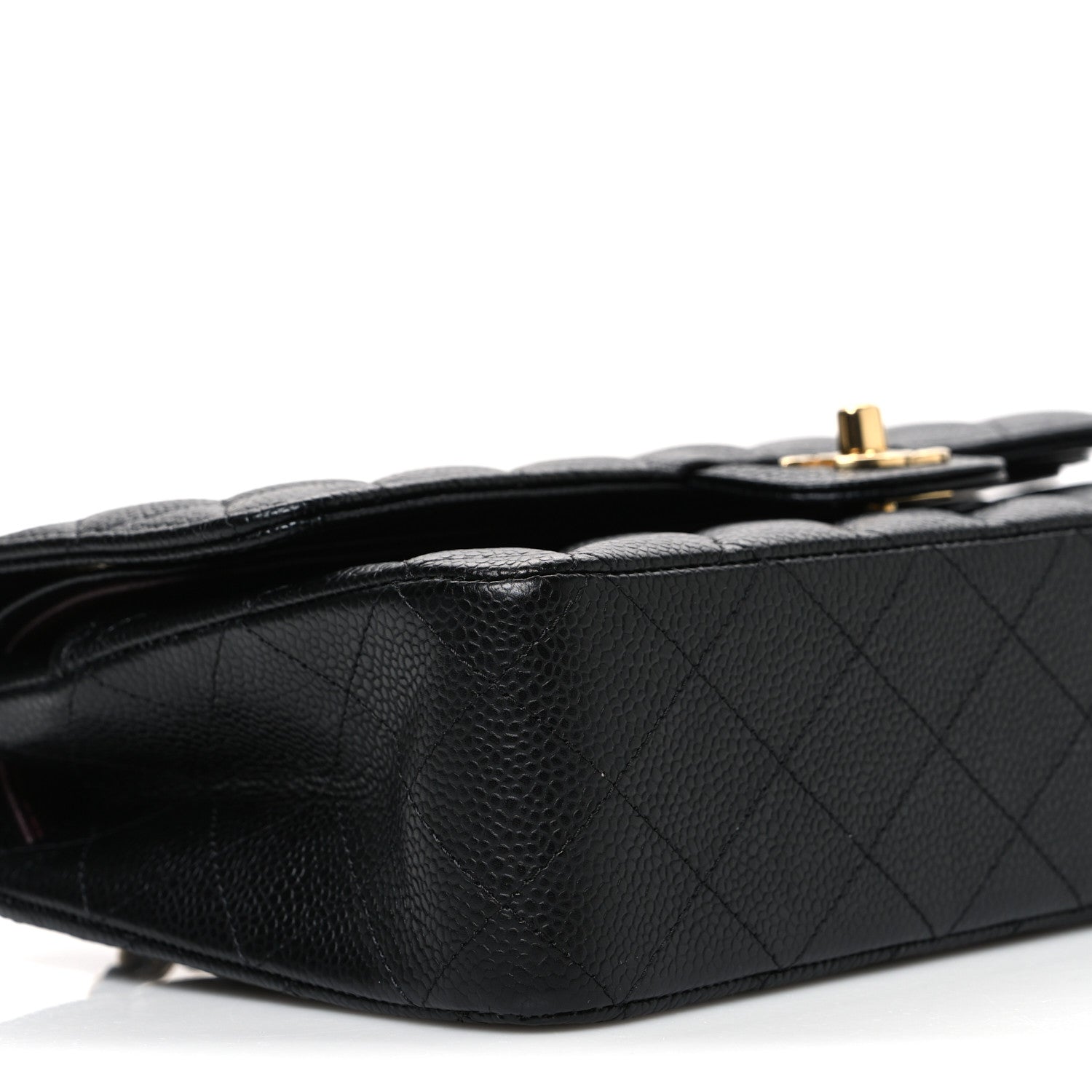 Caviar Quilted Medium Double Flap Black