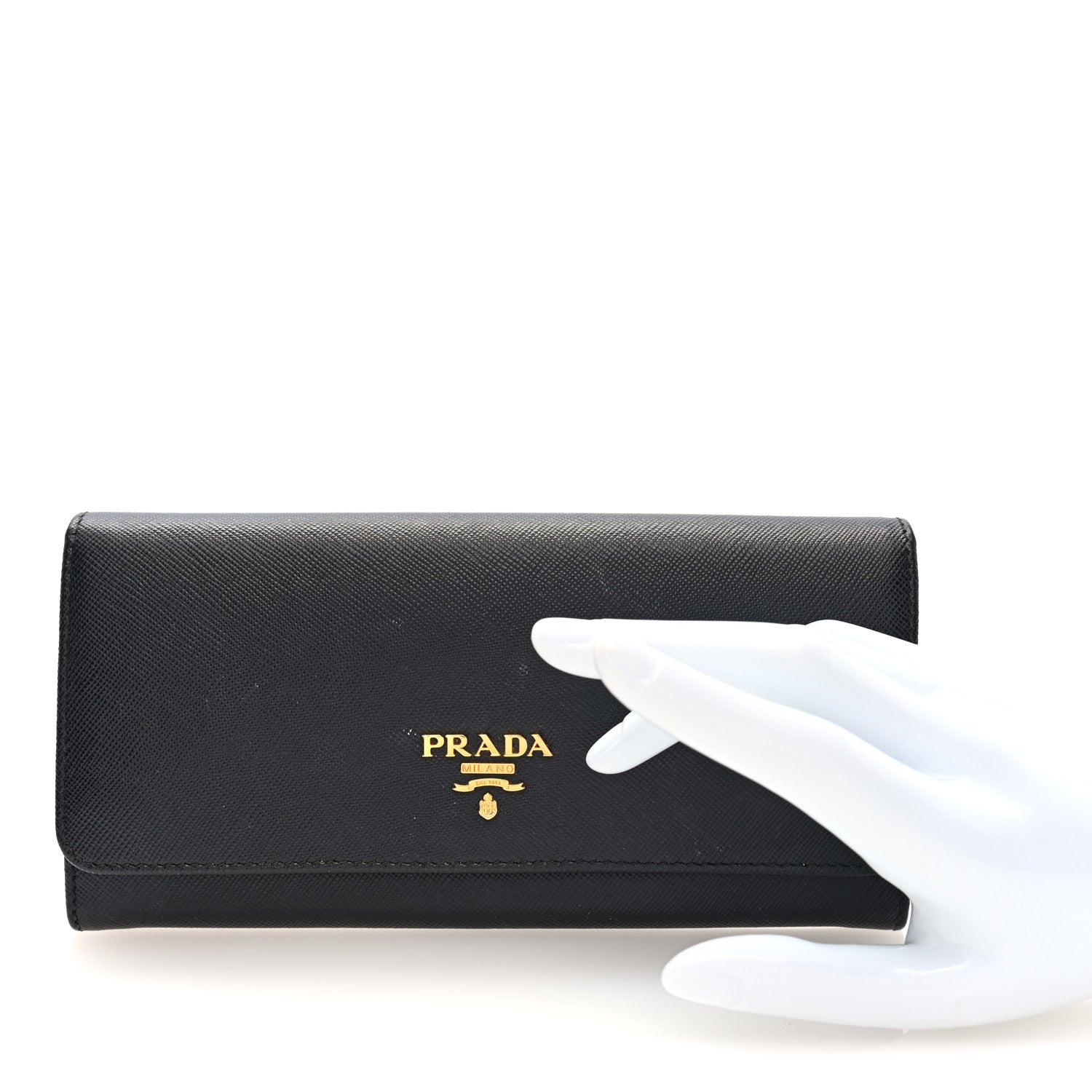 Saffiano Metal Continental Flap Wallet Black