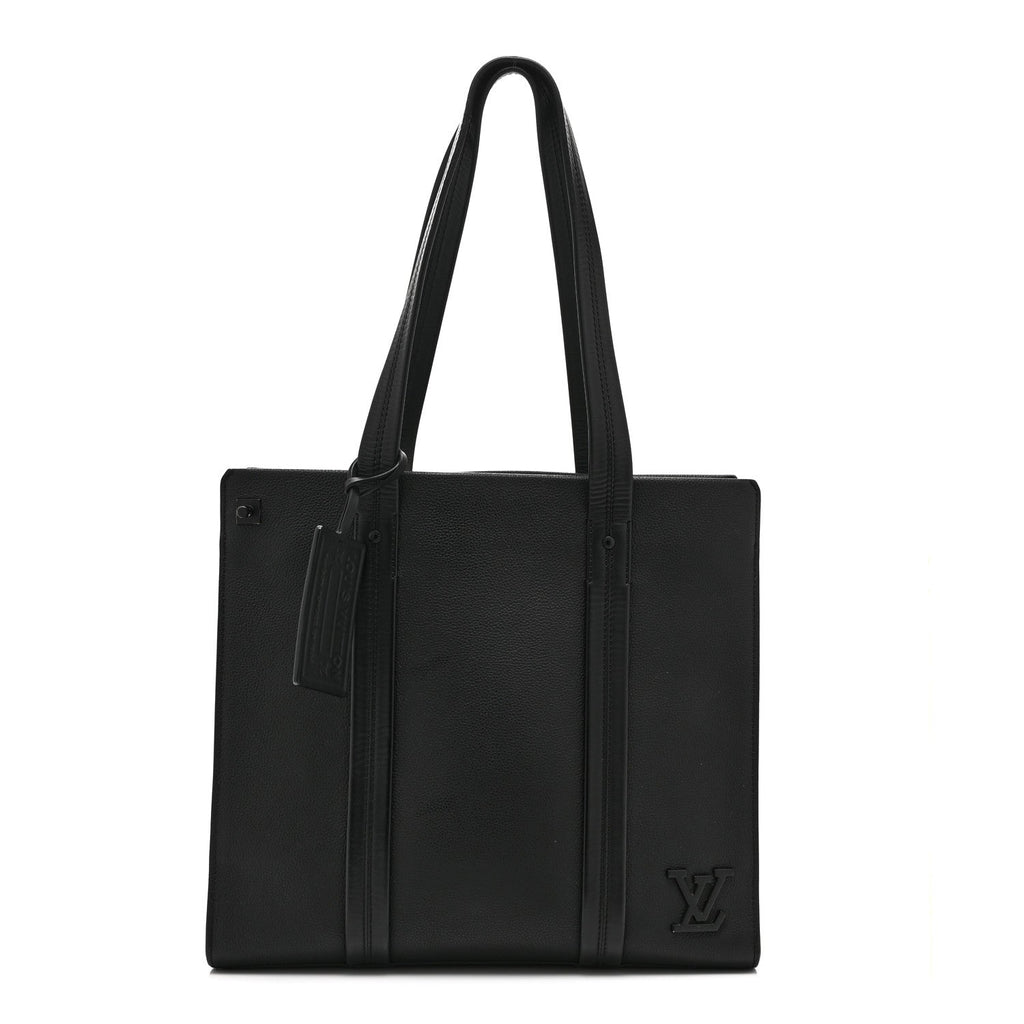 Grained Calfskin LV Aerogram Tote Black