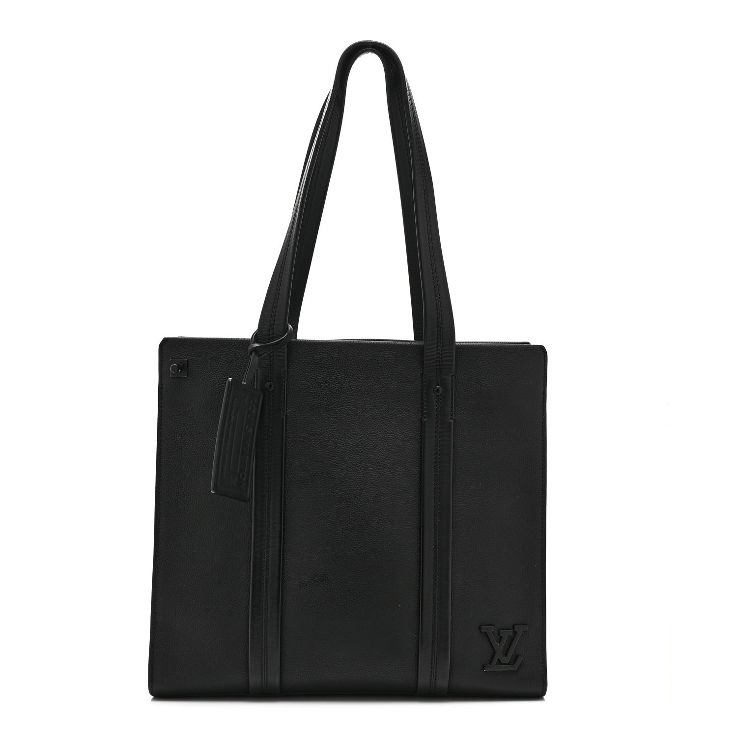 Grained Calfskin LV Aerogram Tote Black