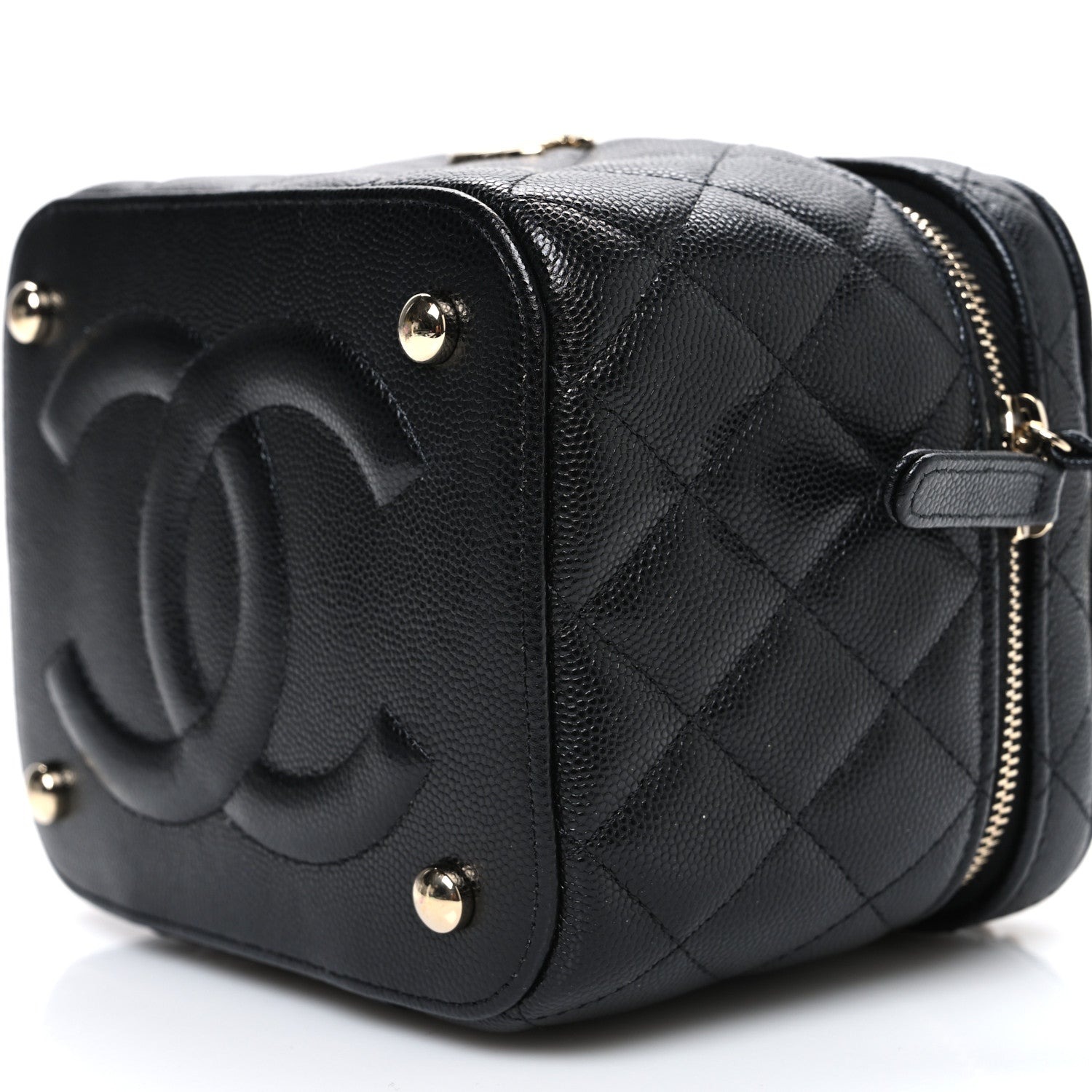 Caviar Quilted Small CC Vanity Case Black Black