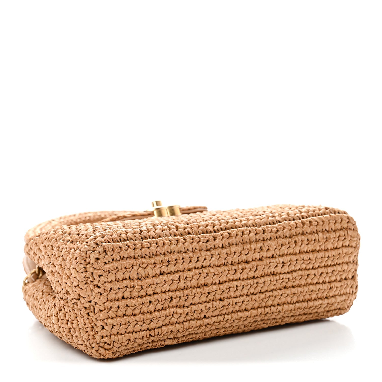 Braided Raffia Nano Kelly Flap Bag Dark Beige