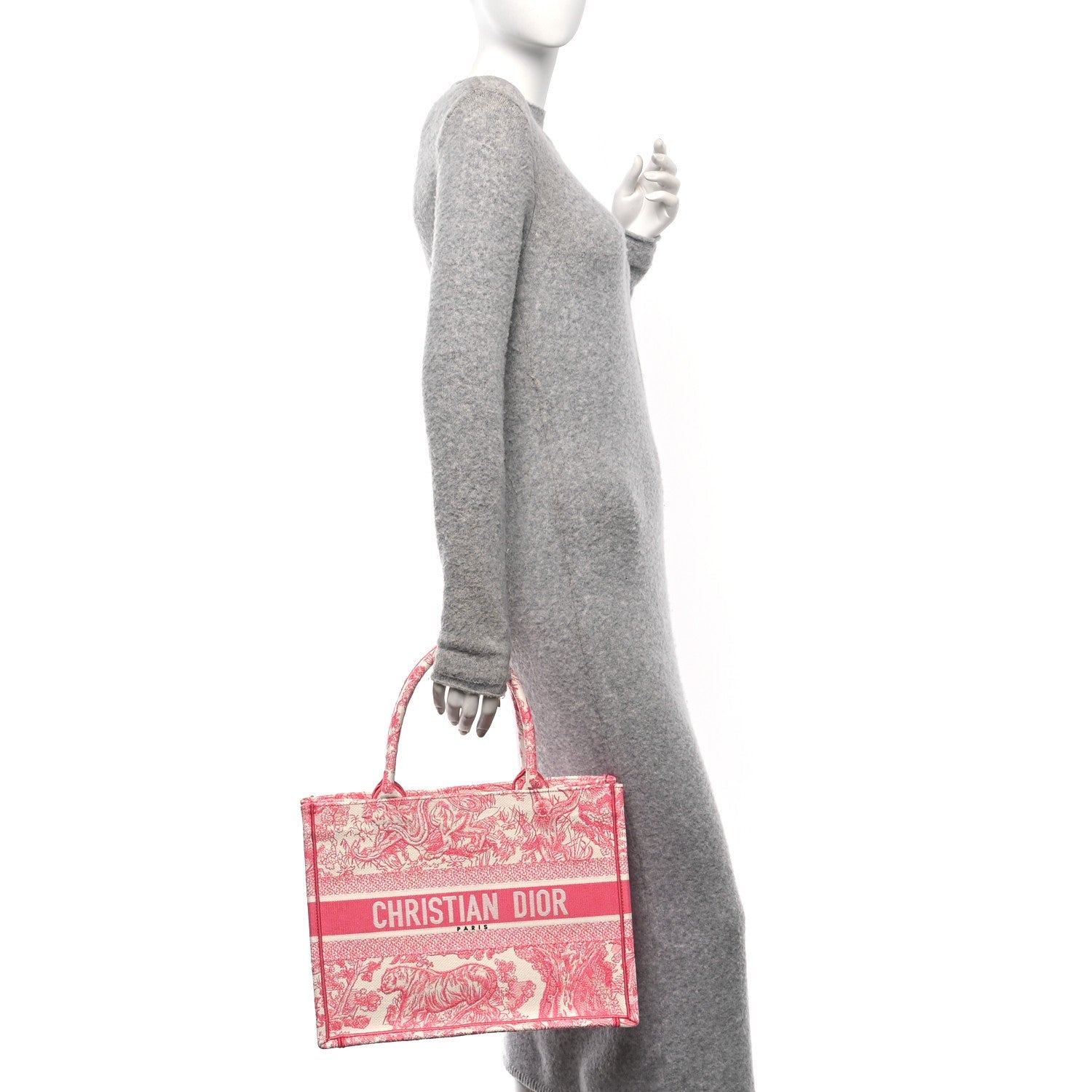 Canvas Embroidered Medium Dioriviera Toile De Jouy Book Tote Peony Pink