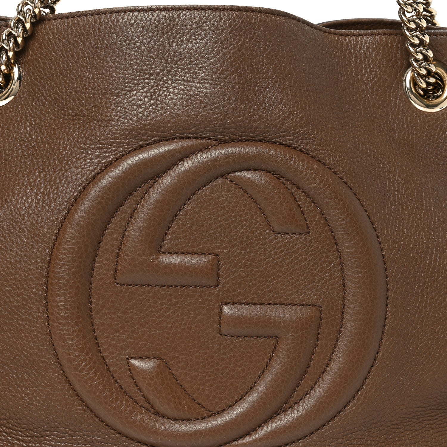 Pebbled Calfskin Medium Soho Chain Shoulder Bag Maple Brown