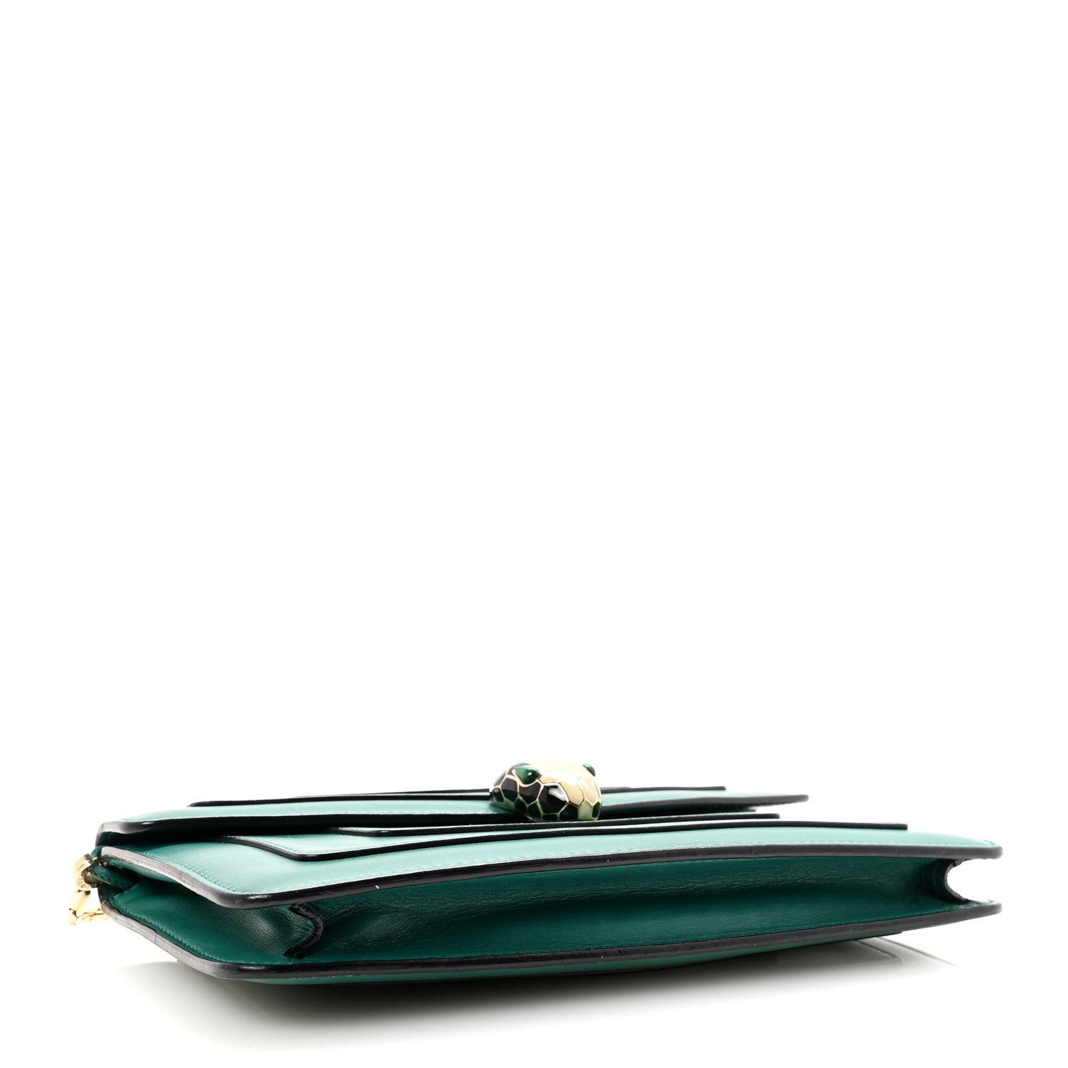 Calfskin Serpenti Forever Flap Clutch  Emerald Green