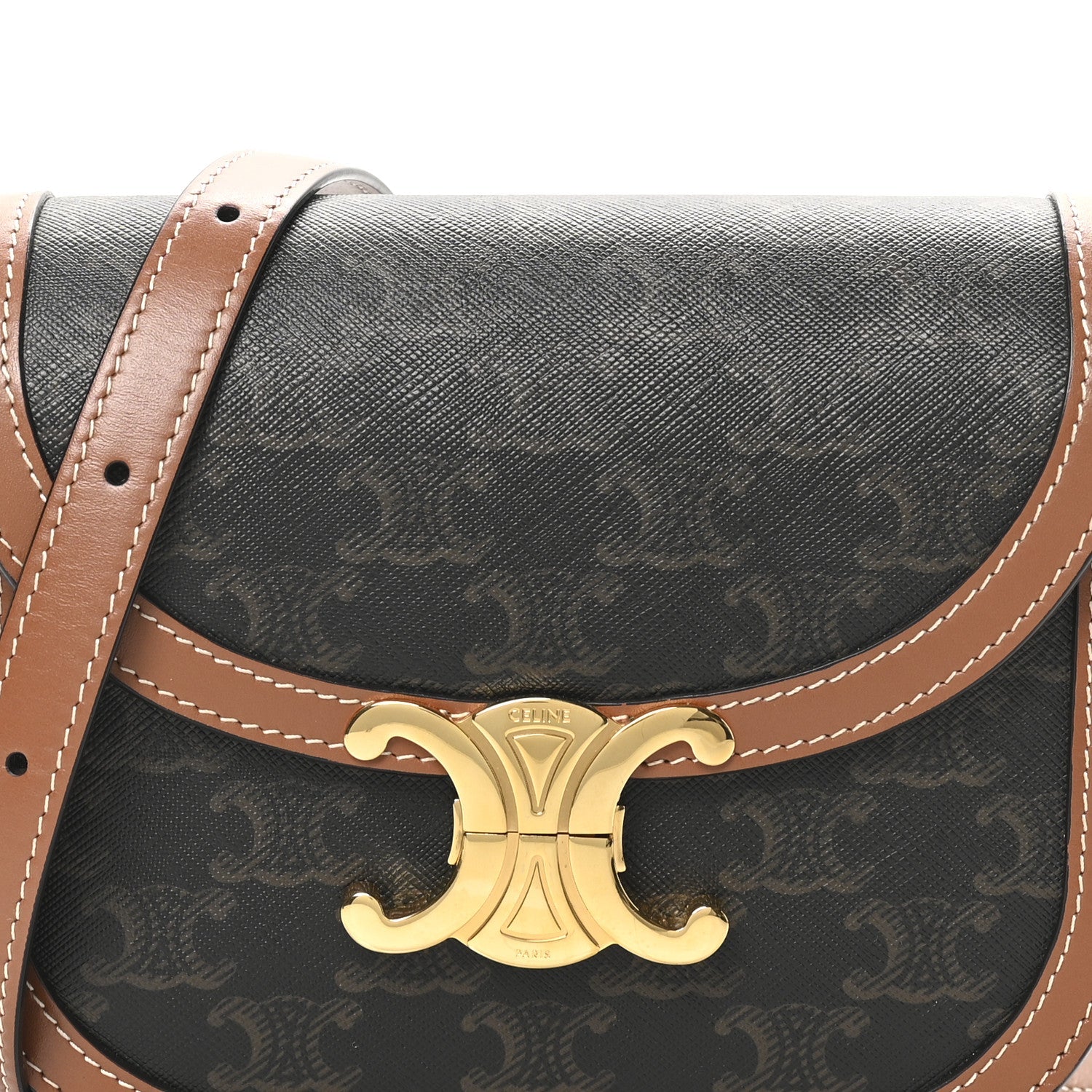 Canvas Calfskin Triomphe Teen Besace Tan