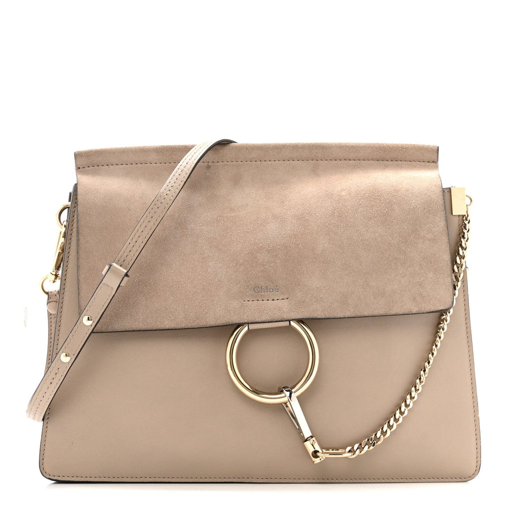 Calfskin Suede Medium Faye Shoulder Bag Motty Grey