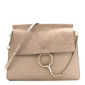 Calfskin Suede Medium Faye Shoulder Bag Motty Grey
