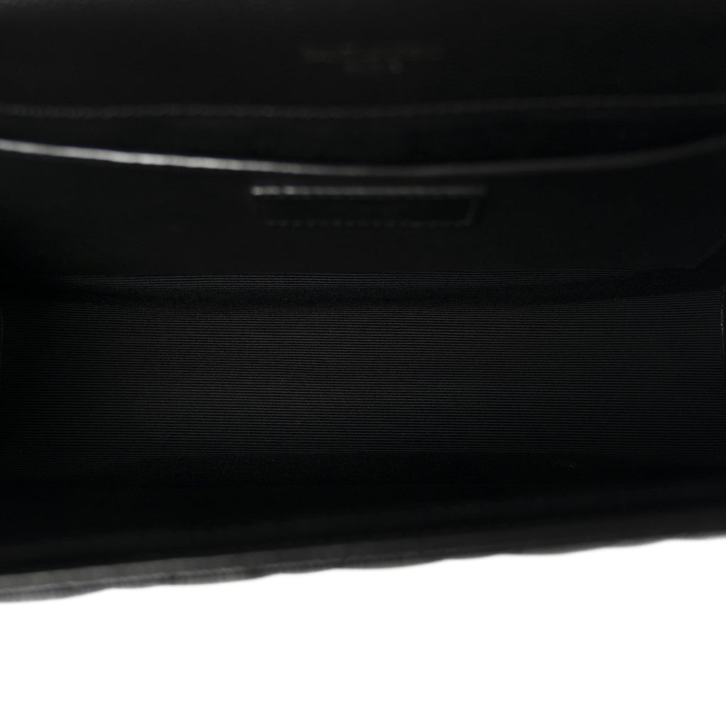 Grain De Poudre Textured Mixed Matelasse Triquilt Medium Monogram Monochrome Satchel Black