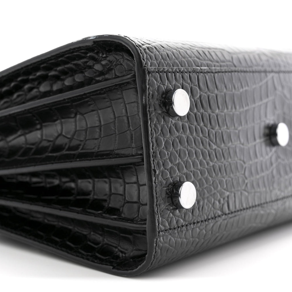 Calfskin Crocodile Embossed Nano Sac De Jour Black
