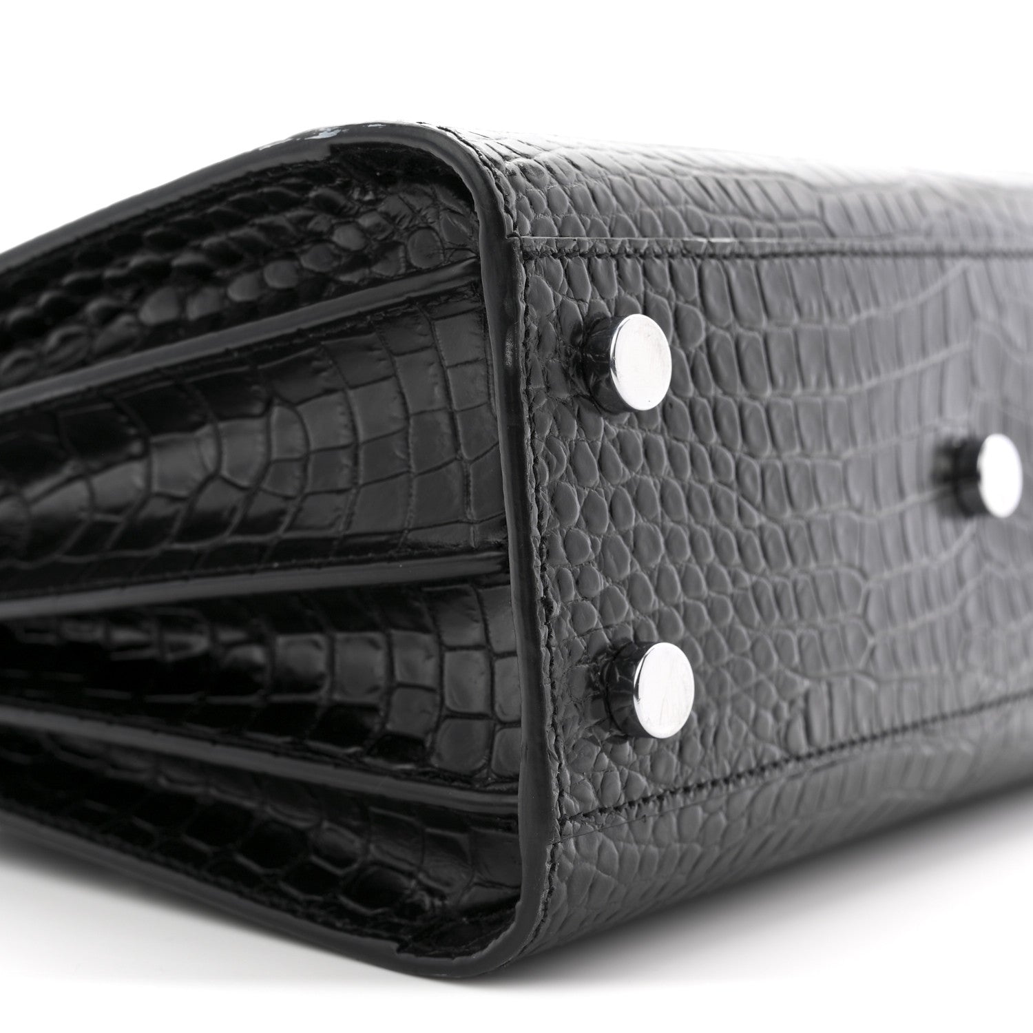 Calfskin Crocodile Embossed Nano Sac De Jour Black