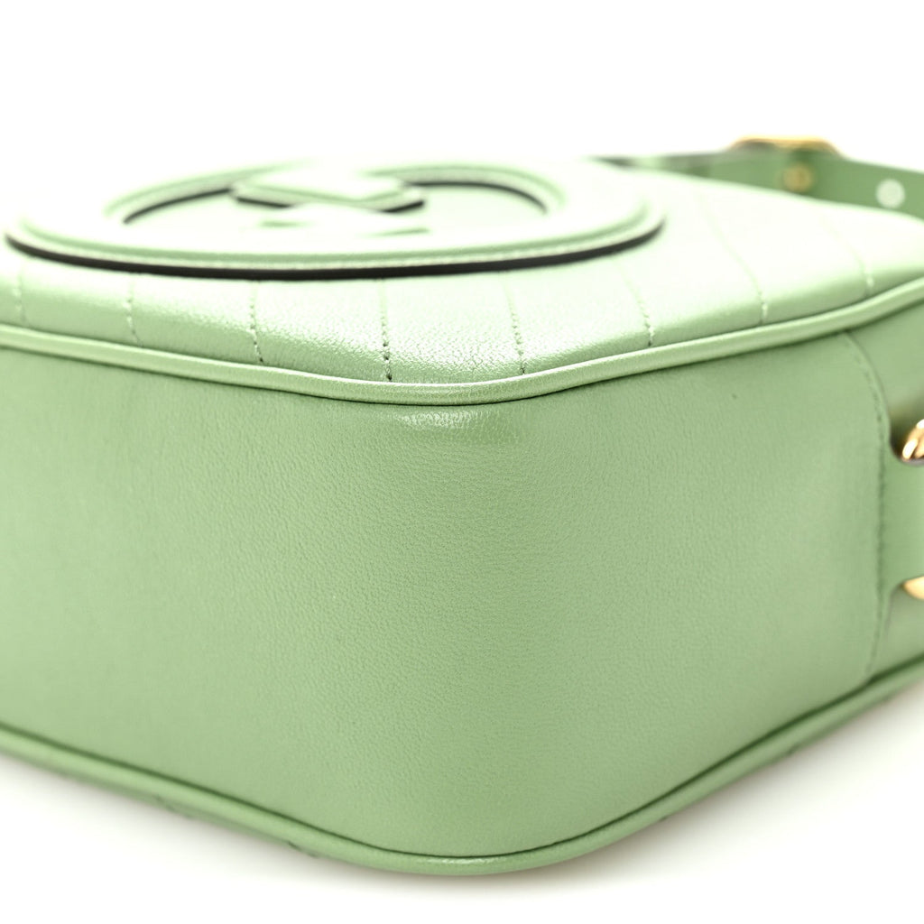 Sakai Be Green Calfskin Diagonal Stitched Small Blondie Shoulder Bag Green Soil Grass