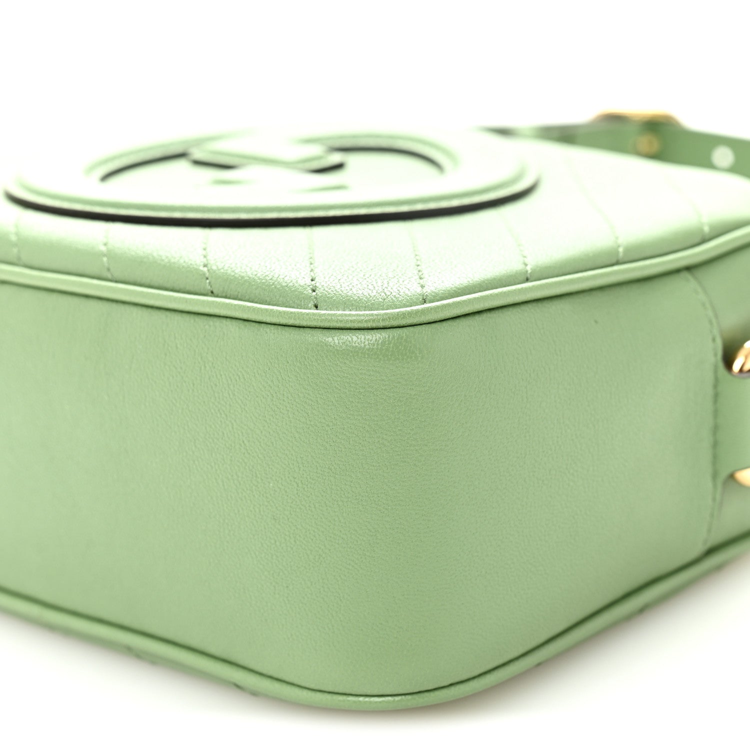 Sakai Be Green Calfskin Diagonal Stitched Small Blondie Shoulder Bag Green Soil Grass