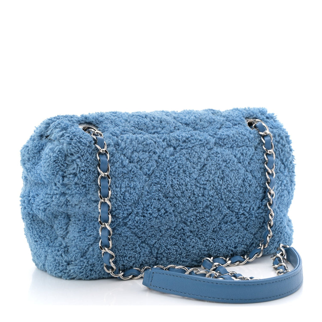 Lambskin Calfskin Mixed Fibers Quilted Small Flap Blue