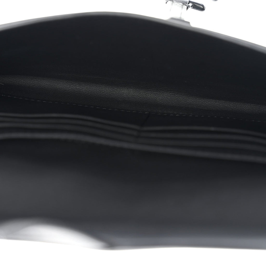 Ultra Matte Calfskin Saddle Chain Wallet Pouch Black