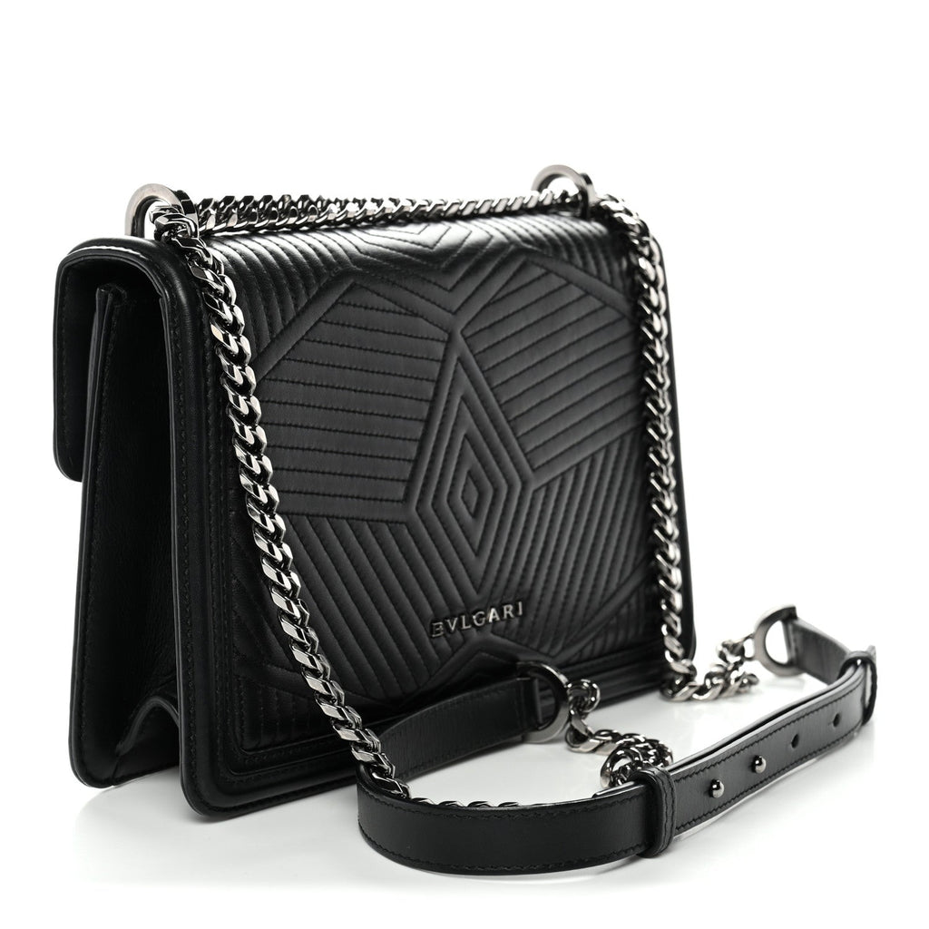 Quilted Nappa Smooth Calfskin Serpenti Forever Diamond Blast Shoulder Bag Black
