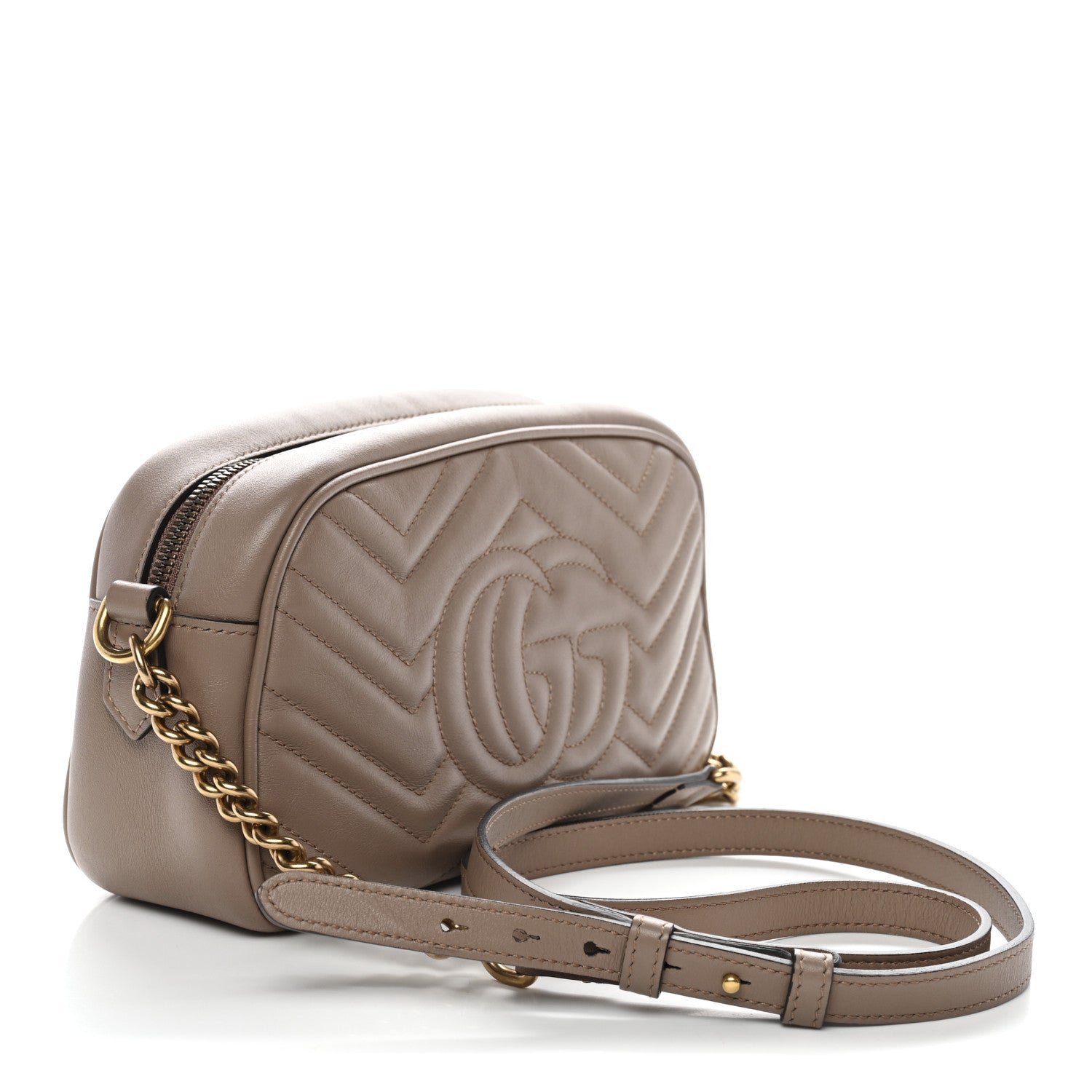 Calfskin Matelasse Small GG Marmont Chain Shoulder Bag Porcelain Rose