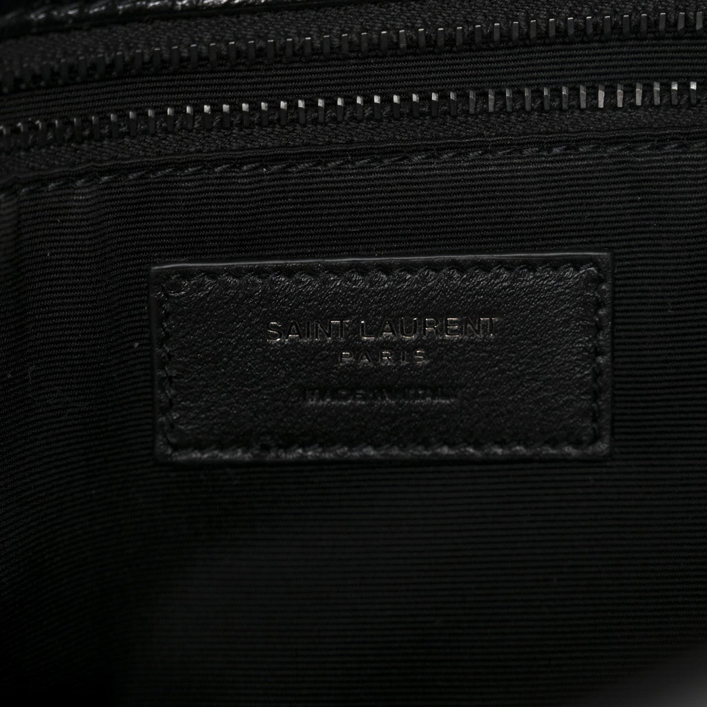 Crinkled Calfskin Matelasse Monogram Medium Niki Chain Satchel Black