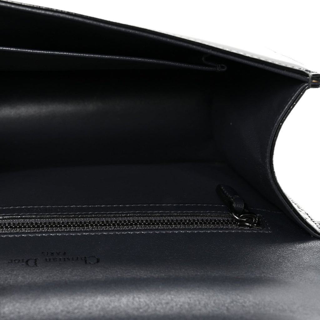 Metallic Patent Micro-Cannage Medium Diorama Flap Bag Onyx Black