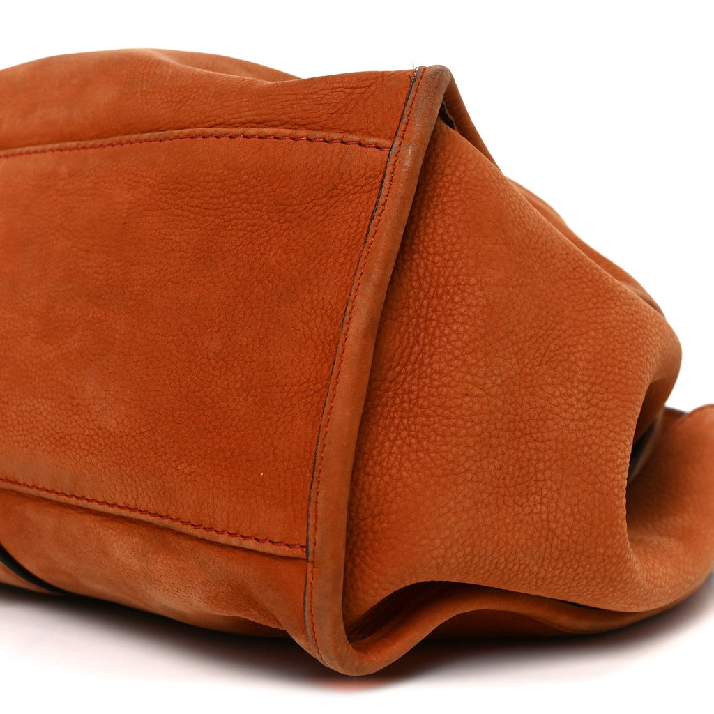 Nubuck Medium Soft Stirrup Shoulder Bag Orange