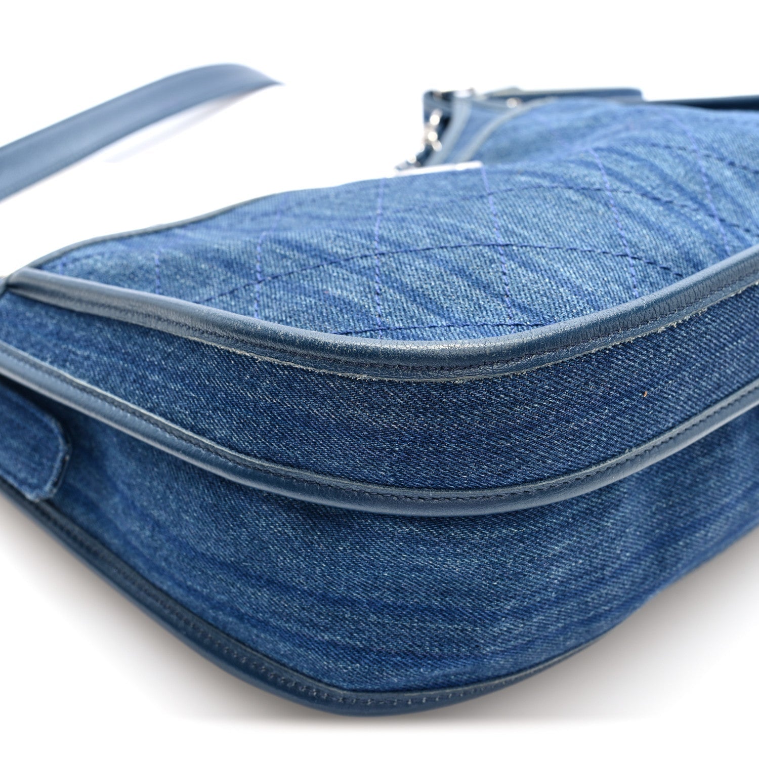 Denim Quilted Jungle Stroll Hobo Bag Blue