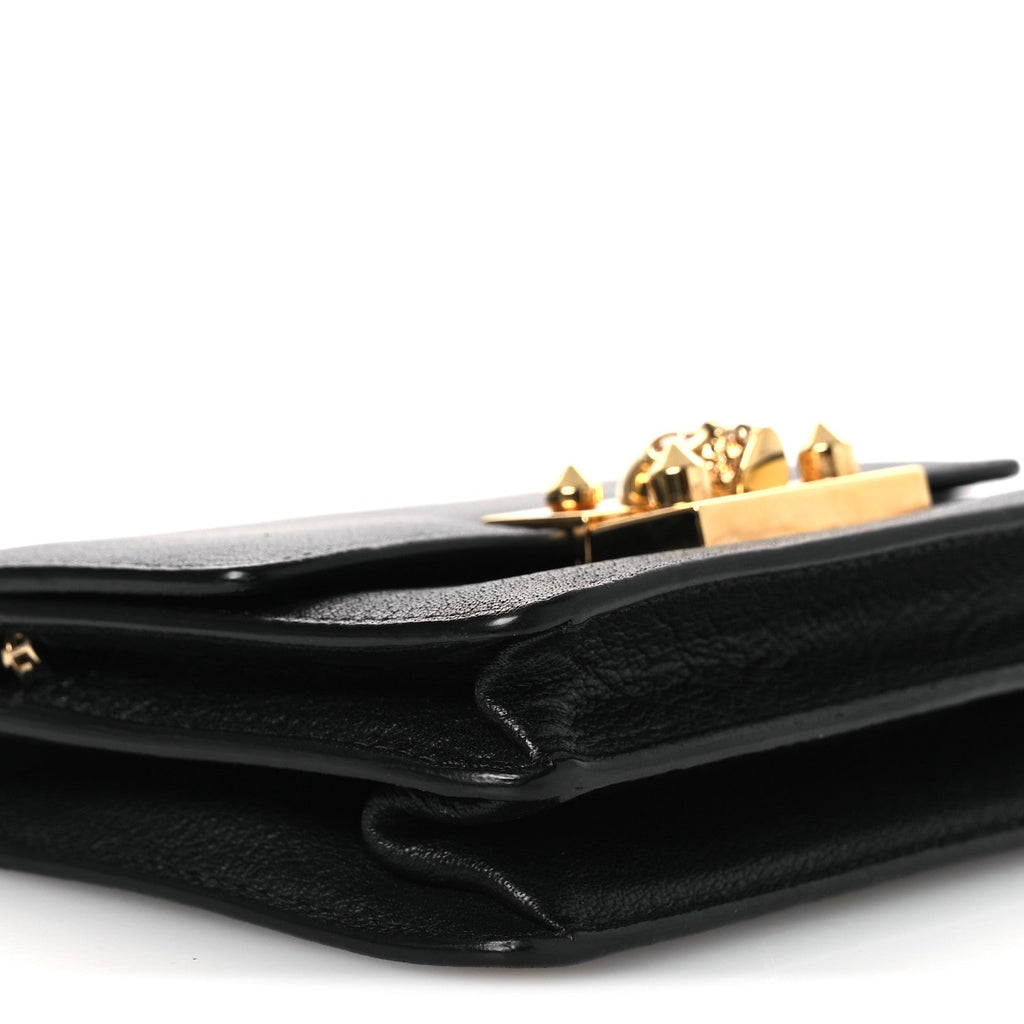 Calfskin Skull Mini Clutch Black