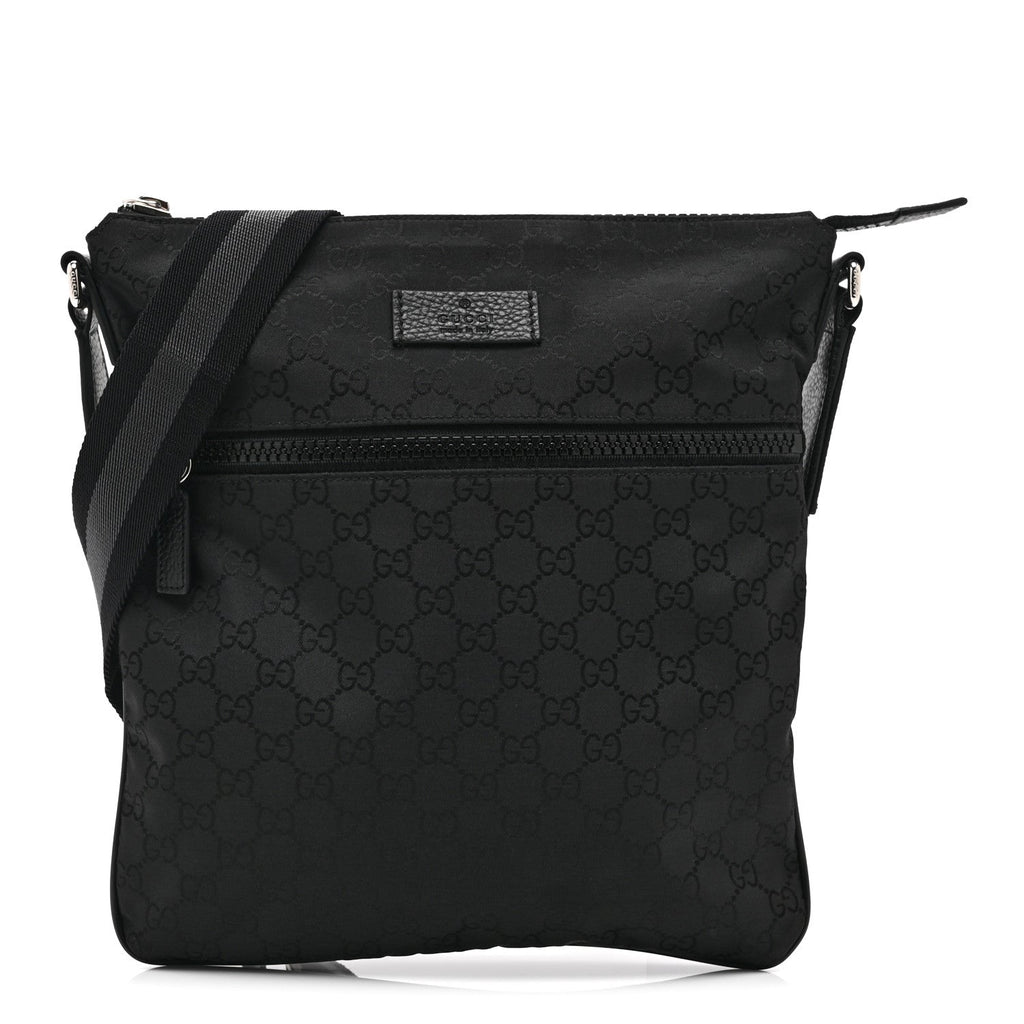 Nylon Monogram Small Flat Messenger Bag Black