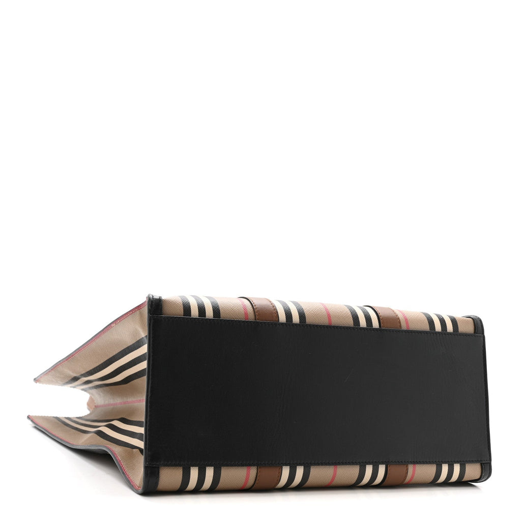 E-Canvas Stripe Book Tote Tan Archive Beige