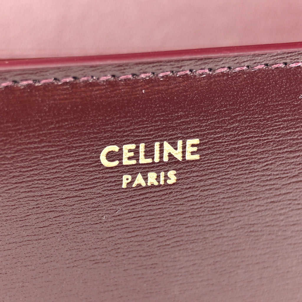 Shiny Calfskin Triomphe Margo Wallet on Chain Burgundy