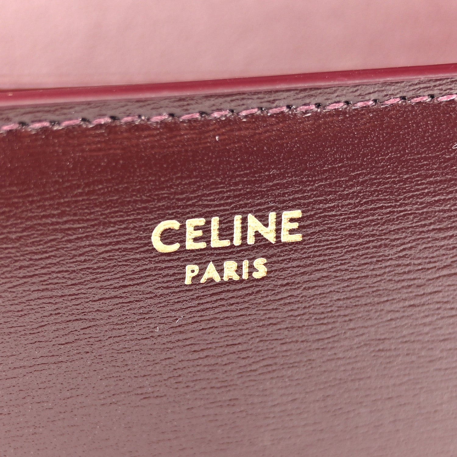Shiny Calfskin Triomphe Margo Wallet on Chain Burgundy
