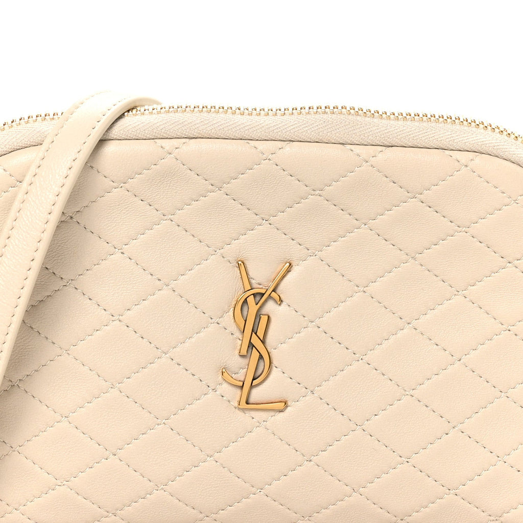 Lambskin Quilted Gaby Zipped Pouch Crema Soft