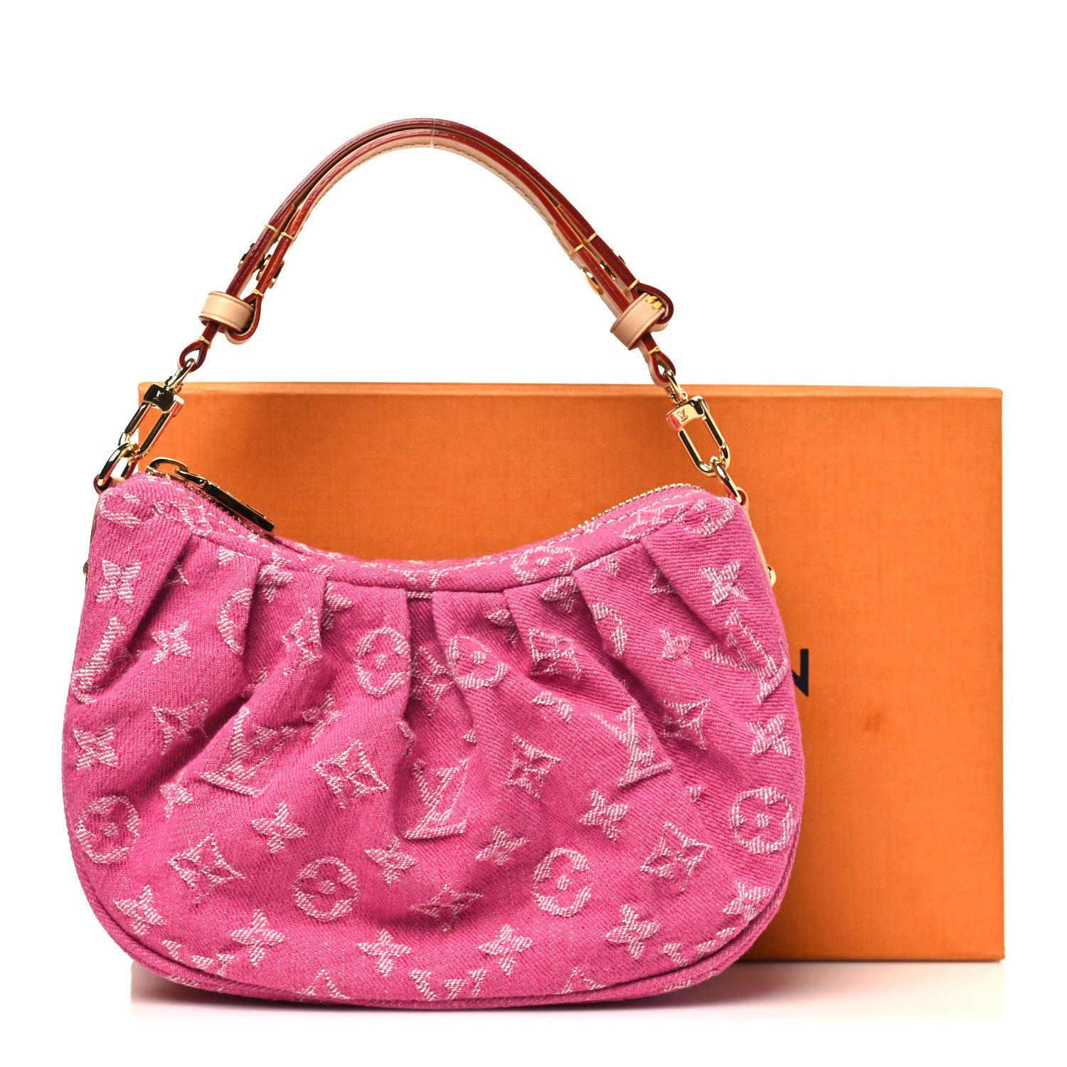 Monogram Denim Pochette Valley Fuchsia