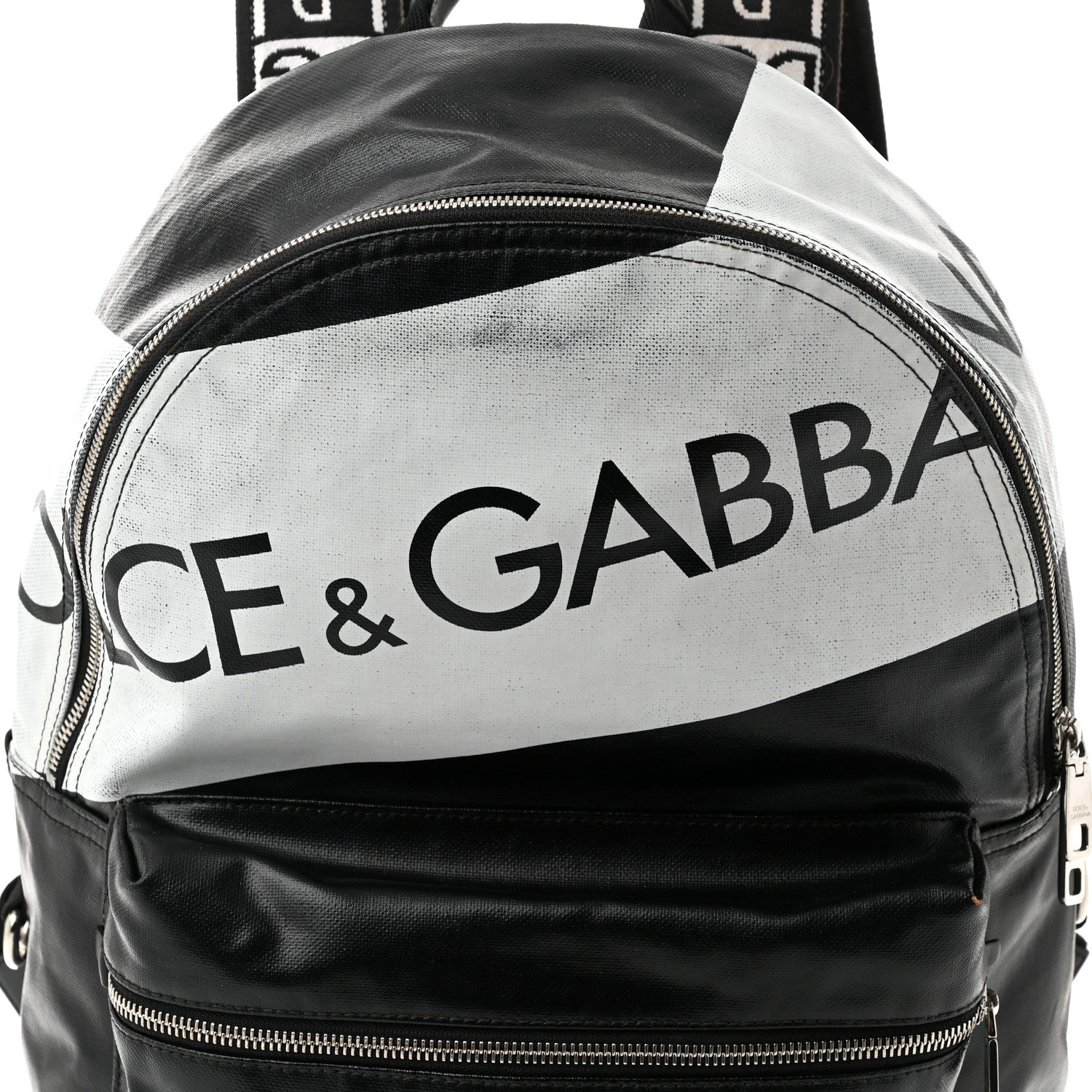 Calfskin Coated Canvas Vulcano Backpack Black