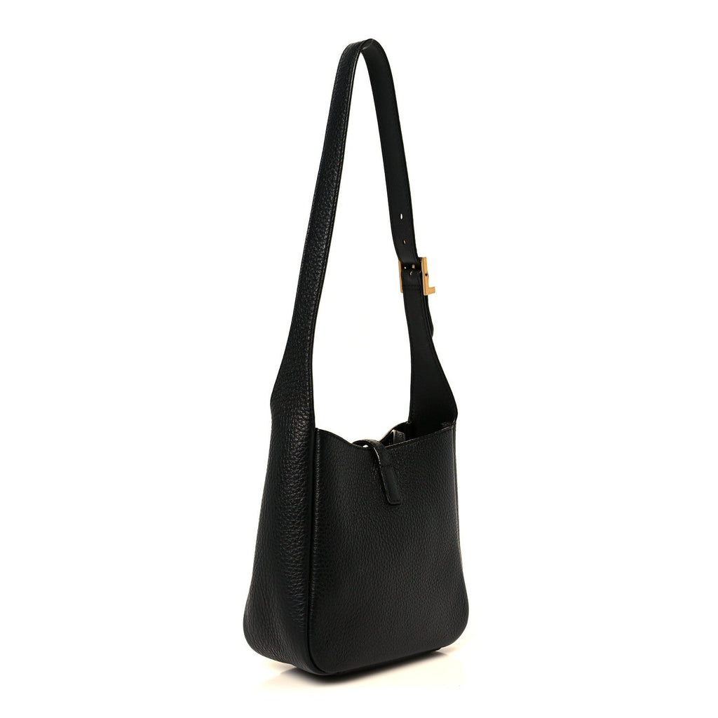 Grained Calfskin Baby Le 5 A 7 Supple Hobo Black
