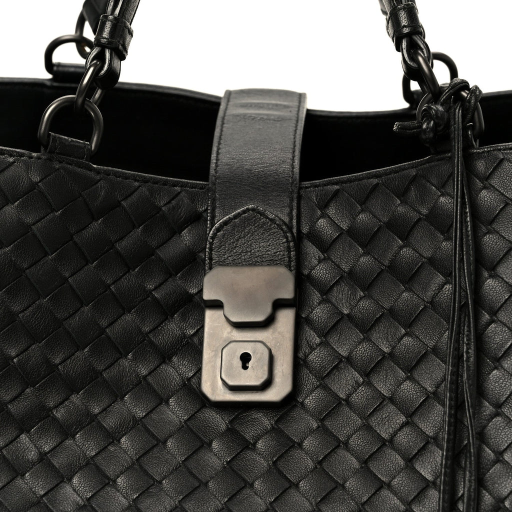 Nappa Intrecciato Large Roma Tote Black