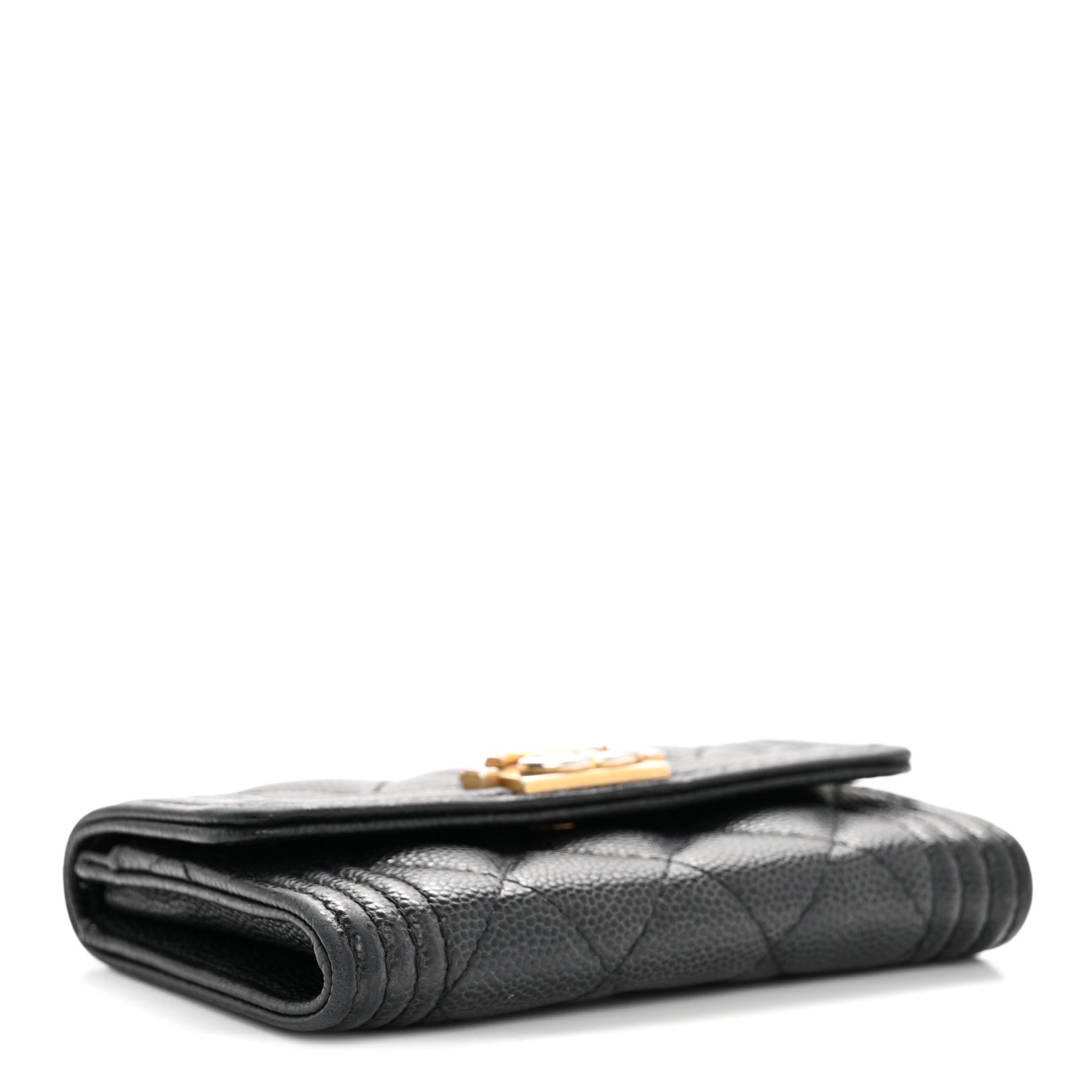 Caviar Quilted Boy Flap  Holder Black